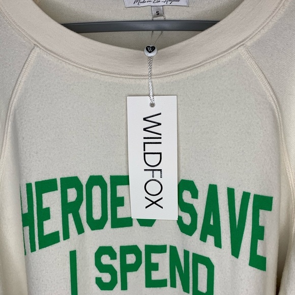 Wildfox"Heroes Save I Spend" Pullover Graphic Top - Picture 6 of 6